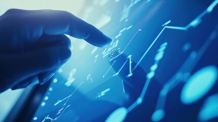 Futuristic touchscreen filled with dynamic data charts and graphs network animal shark.