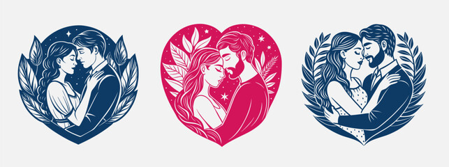 couple embracing love themed template collection, trust understanding fidelity loyalty