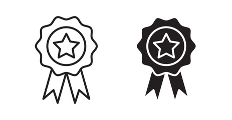 Medal icons. Vector set in filled and line style.