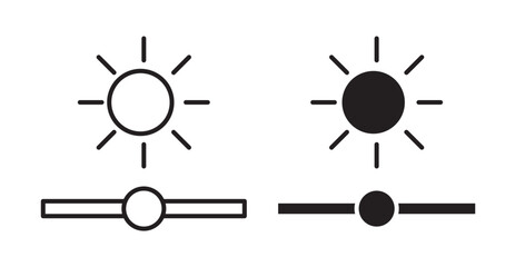 Brightness icons. Vector set in filled and line style.