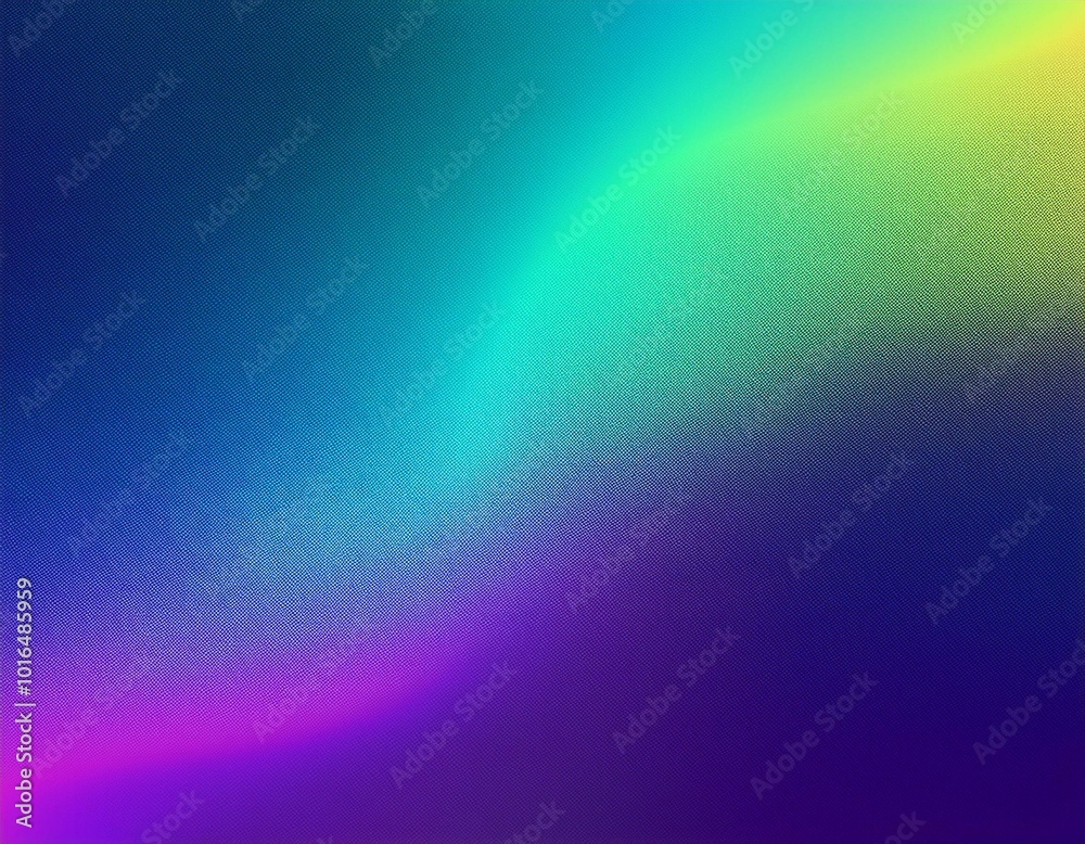 Wall mural grainy noisy background, abstract color gradient shape, vibrant glowing blue green purple noise text