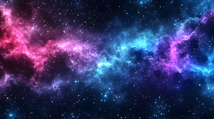 Digital Illustration of a Cosmic Nebula with Pink and Blue Hues and Stars