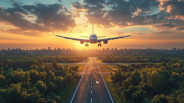 an eco friendly airport scene promoting green aviation,a focus on sustainable practices such as waste recycling and management to reduce environmental impact.stock image
