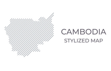 Stylized linear map of Cambodia in minimalistic style. Vector illustration of the map of the country.