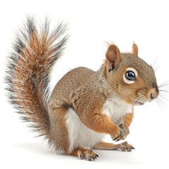 Wild Squirrel on a White Horizon on isolated white 