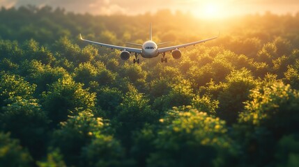 Fototapeta premium an ecoconscious traveler choosing green travel options focusing on sustainable aviation practices to reduce carbon footprint and protect the environment.create by F.a