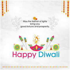Happy Diwali Wishes. Abstract Colorful Fire Works, Crackers Indian festival Creative Greetings Design Template Vector
