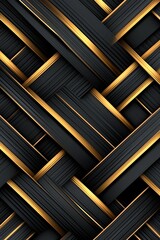 Bold and Luxurious: Abstract Geometric Background in Black and Gold, Showcasing Dynamic Diagonal Shapes with a Refined, Artistic Touch