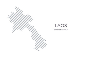 Stylized linear map of Laos in minimalistic style. Vector illustration of the map of the country.