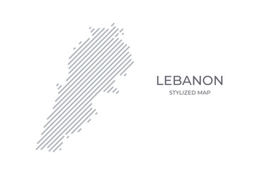 Stylized linear map of Lebanon in minimalistic style. Vector illustration of the map of the country.