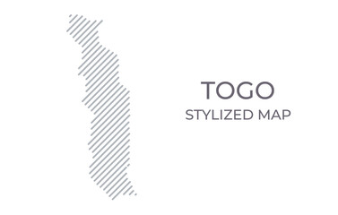Stylized linear map of Togo in minimalistic style. Vector illustration of the map of the country.