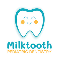 Dentistry clinic Logo Design Vector.  Flat style isolated on white background. Abstract milktooth Logo Concept Template. EPS10