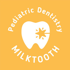 Dentistry clinic Logo Design Vector.  Flat style isolated on white background. Abstract milktooth Logo Concept Template. EPS10