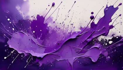 Splattered purple paint on a canvas