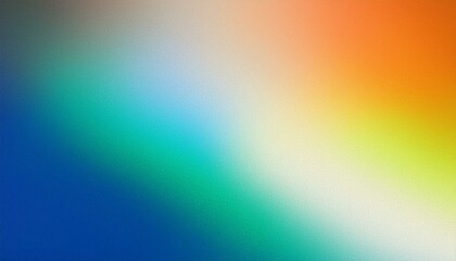 Vibrant blue orange green white gray color spots grainy gradient glowing backdrop design, noise texture banner, poster header design.
