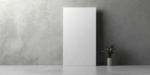 Tall advertisement sign on a smooth white backdrop, thick border, positioned on the right, ample central space for impactful text