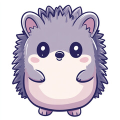 Fototapeta premium A cute cartoon hedgehog with a big smile on its face. The hedgehog is standing on a white background. 