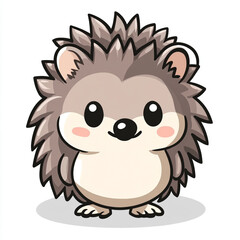 Fototapeta premium A cute cartoon hedgehog with a big smile on its face. The hedgehog is standing on a white background. 