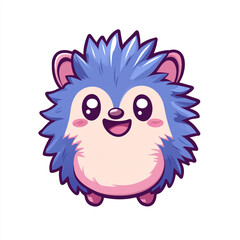 Obraz premium A cute cartoon hedgehog with a big smile on its face. The hedgehog is standing on a white background. 