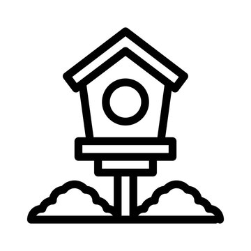 recommend clip art: Birdhouse line icon