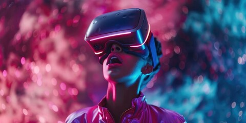 Woman in a VR headset vr headset cartoon person.