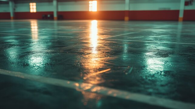 Epoxidboden in moderner Autowerkstatt mit nat&uuml;rlichem Lichtambiente f&uuml;r Industriedesign