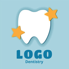 Dentistry clinic Logo Design Vector.  Flat style isolated on white background. Abstract milktooth Logo Concept Template. EPS10