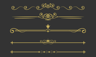 Elegant Gold Ornamental Dividers and Borders for Invitations and Decorations

