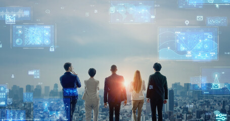 Multinational people looking at city and business strategy concept © metamorworks