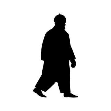 recommend clip art: Muslim man walking silhouette on white board 