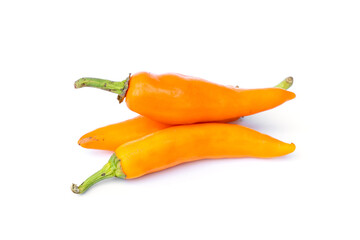 Ingredients and spices for Thai food menus. Yellow Chilli Spur Pepper isolated on white background.