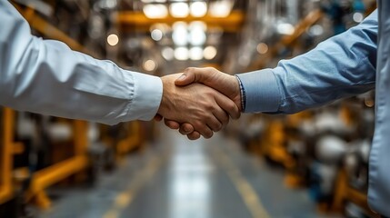 engineers shaking hands,project manager in modern industrial factory talking about new production project team management in manufacturing facility.create by F.a