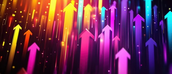 Colorful arrows pointing upwards, dynamic abstract design, vibrant graphics for presentations or creative projects.