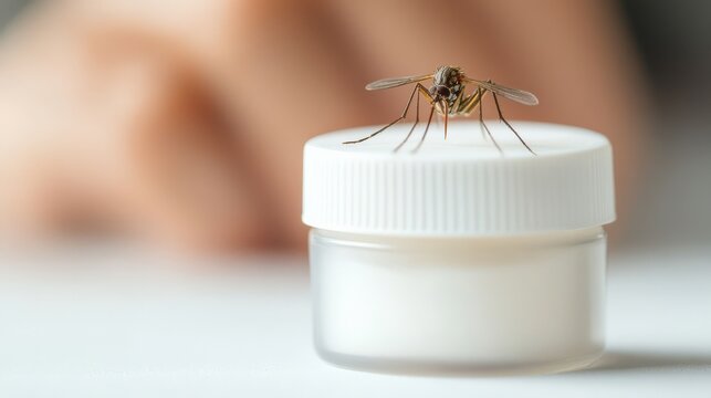 M&uuml;cke auf Lotiontiegel weist auf allergische Hautreaktionen und Fr&uuml;hlingsvorkehrungen f&uuml;r Hautpflegemarken hin