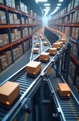 Obraz premium System for tracking delivery and pick-up of packages using augmented reality technology. The future of supply chain and logistics. Generative AI tools