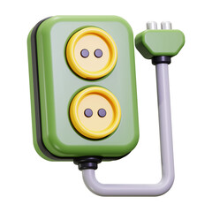 3d Power Strip icon. Suitable for eco friendly office setups or sustainability themed designs