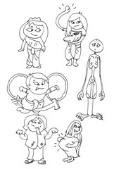 Thai ghost illustration pen drawing for card illustration decoration