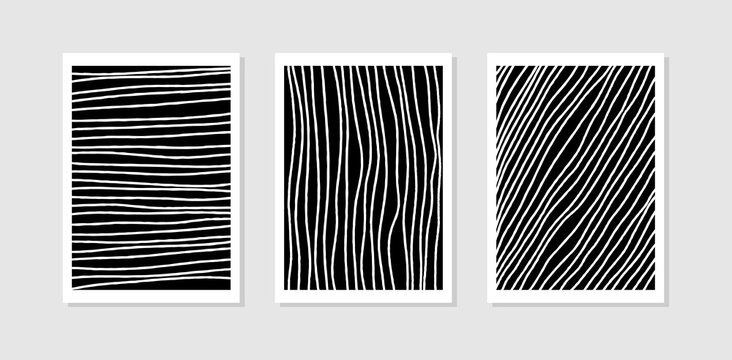 Set print art wall decor line, black and white