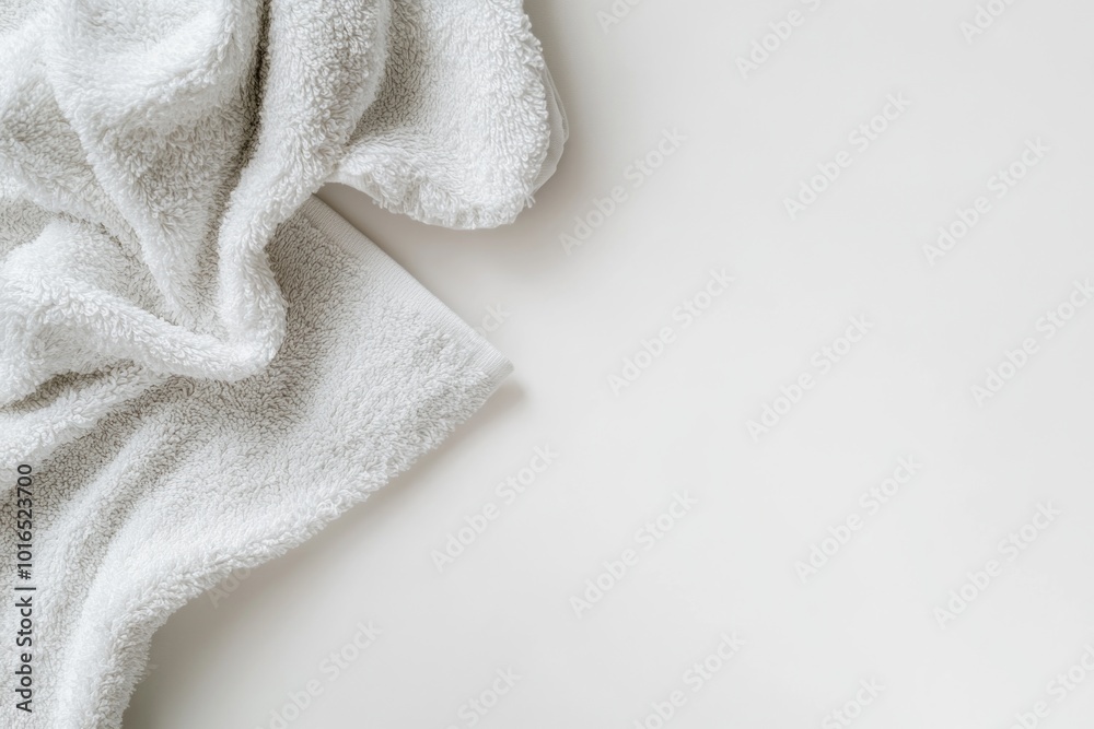 Canvas Prints Close up shot of a white towel lying on a table, simple and clean.