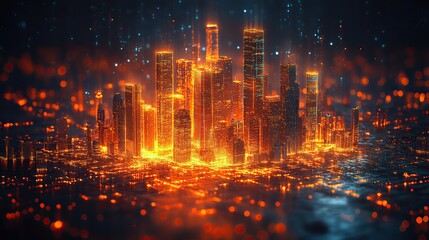 Fototapeta premium futuristic abstract city model showcasing gis geodata mapping concept,vibrant digital layers and intricate urban details.illustration