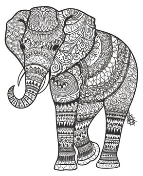 recommend clip art: Intricate Mandala Elephant Line Art Illustration