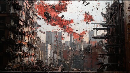Ruined Cityscape: A Post-Apocalyptic Vision