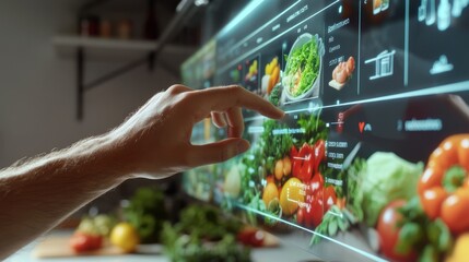 Modern smart kitchen screen for healthy food selection