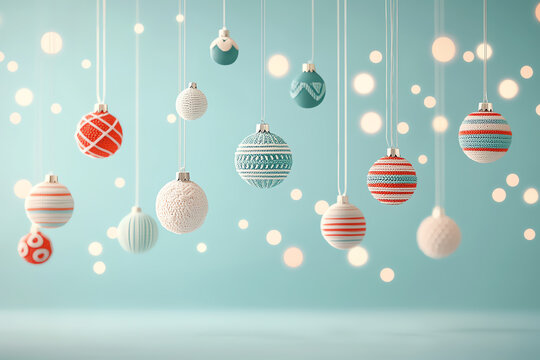 Miniature Christmas ornaments, handcrafted with intricate details, 3D illustration