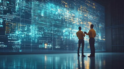 Factory Digitalization: Two Industrial Engineers Use a Tablet Computer, 