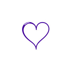 Hand-drawn purple heart with irregular outline, isolated on transparent background, Generative AI