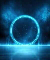 Fototapeta premium Futuristic Neon Circle with Glowing Smoke.