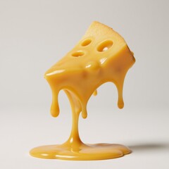 Isolated close-up illustration of melty cheese with a splattering effect