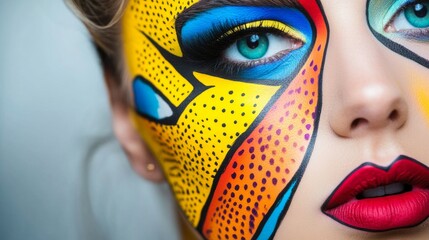 A colorful and vibrant makeup style inspired by the Pop Art movement. This look often features cartoonish designs, bold lines, and bright colors, 