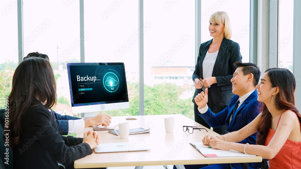 Poster backup storage data internet technology business concept. database storage cloud technology file dat